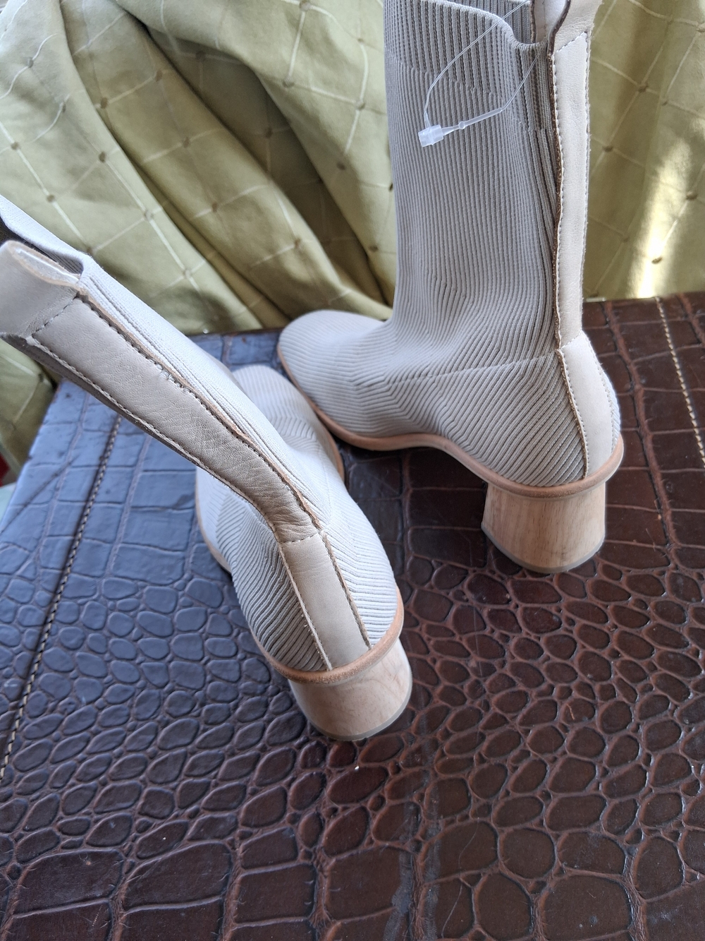 DOLCE VITA Cream Ribbed Knit Sock Boots - Picture 5 of 5